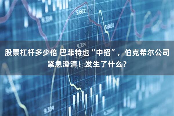 股票杠杆多少倍 巴菲特也“中招”，伯克希尔公司紧急澄清！发生了什么？