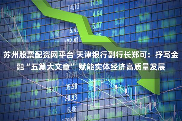 苏州股票配资网平台 天津银行副行长郑可：抒写金融“五篇大文章” 赋能实体经济高质量发展